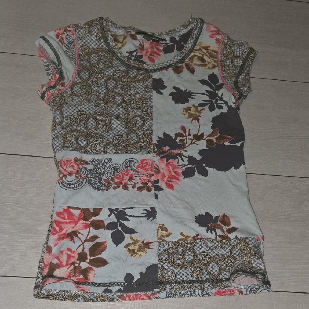 Oilily Pink and Brown Floral Kids Tee